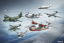1/72 Sova-M specialized aircraft featuring HU-16 Albatross flying boat, Bandeirante, An-12 transport and Bf 109W seaplane with floats