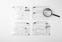 1/32 scale Special Hobby aircraft paint mask sets with precision die-cut masking film for P-39 Airacobra and Westland Whirlwind canopy frames and camouflage patterns on white background