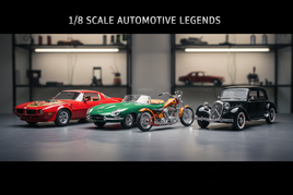 1/8 scale model cars and motorcycle, classic automotive collectibles at MPM Hobbies