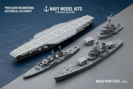 1/700 scale navy model kits, including aircraft carrier and warships, from MPM Hobbies