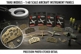 Yahu Models 1:48 scale aircraft instrument panel kits with photo-etched detail, model hobby supplies at MPM Hobbies.