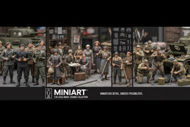 MiniArt 1/35 scale model figures collection depicting detailed WWII military and civilian scenes, available at MPM Hobbies.