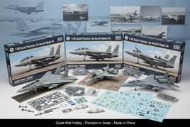 Great Wall Hobby 1/48 scale jet aircraft model kits with assembled models, decals, and parts, available at MPM Hobbies.