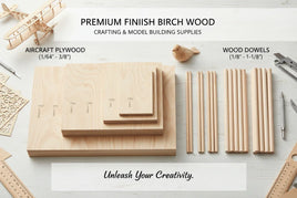 Premium birch wood aircraft plywood sheets and wood dowels for model building at MPM Hobbies.