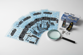 1/32 scale Kelik interior 3D decal sets with raised cockpit details for F-14 Tomcat, F-35C, F-8 Crusader, Hurricane, P-40 and SBD Dauntless aircraft on white background