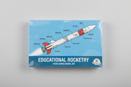 Educational scale model kit box displayed on a light gray background, featuring detailed missile technical illustration for hands-on science learning.