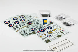 1/32 scale Starfighter Decals aircraft decal sheets with authentic USAAF markings for PT-17 Kaydet Stearman trainer including squadron codes and national insignia on white background