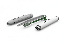 3D rendered model kit airplane weapons and accessories displayed on white background, MPM Hobbies