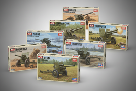 Stack of ACE and IBG military model artillery kits, 1/72 scale, at MPM Hobbies