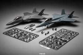 Plastic model jet fighter kits with assembly parts on display, MPM Hobbies scale aircraft models.