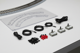 Model train control accessories kit with track template, cables, connectors, and switches from MPM Hobbies