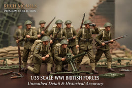 1/35 scale WWI British Forces model figures in military uniforms with equipment, MPM Hobbies