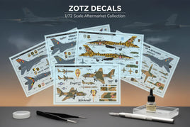 Zotz Decals 1/72 scale aftermarket aircraft decal sheets with modeling tools, sold by MPM Hobbies.