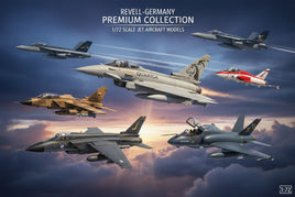Revell-Germany premium 1/72 scale jet aircraft model collection flying over cloudy sky, MPM Hobbies
