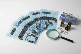 1/32 scale Kelik interior 3D decal sets with raised cockpit details for F-14 Tomcat, F-35C, F-8 Crusader, Hurricane, P-40 and SBD Dauntless aircraft on white background