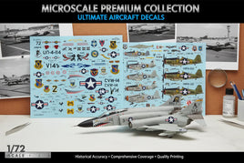 Microscale Premium Collection 1/72 scale aircraft model decals set with military markings, on display at MPM Hobbies.
