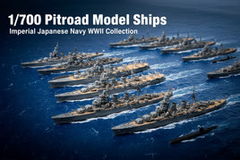 1/700 Pitroad model ships of Imperial Japanese Navy WWII fleet on blue water, MPM Hobbies