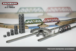 Bachmann N scale E-Z Track model train bridges and track accessories on display, MPM Hobbies