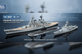 Hobby Boss 1/350 scale model battleship, submarine, and warship display from MPM Hobbies.