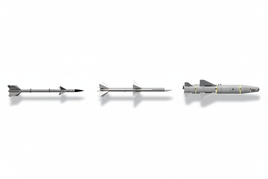 1/48 scale aircraft missiles including AIM-9B Sidewinder, AIM-7E Sparrow, and AGM-142 Popeye for military aircraft models