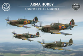 ARMA Hobby 1/48 WWII propeller aircraft model kits flying in formation, MPM Hobbies