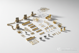 1/700 scale Flyhawk Models photo-etched ship accessories and precision detail parts for naval model kits including capstans, gun barrels, and railings