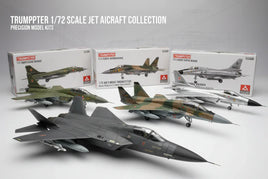 Trumpeter 1/72 scale jet aircraft model kits and assembled jets displayed at MPM Hobbies