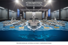Collection of detailed 1/700 scale Trumpeter warship models including aircraft carriers, battleships, cruisers and destroyers from US Navy, Royal Navy and international fleets