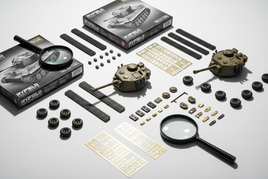 Premium 1/35 scale Ryefield Models aftermarket parts including workable track links and detail sets for Tiger tanks and armored vehicles