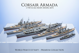 1/700 Corsair Armada WWII US Navy ship models including cruisers, carriers, repair ships, and minesweepers in premium resin