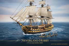 Detailed 1/770 scale model ship with sails on ocean for MPM Hobbies hobby store