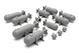 Gray 3D printed bomb model set on white background, MPM Hobbies scale model accessories