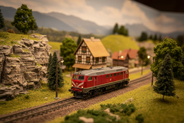 Z scale model railroad layout with miniature locomotive, detailed track, and intricate scenery at 1:220 ratio — MPM Hobbies