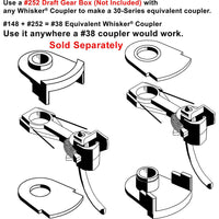 144 HO Scale 140-Series Whisker® Metal Couplers with Gearboxes - Short (1/4") Underset Shank