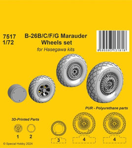 1/72 CMK B-26B/C/F/G Marauder Wheels set / for Haseg. and Edu kits