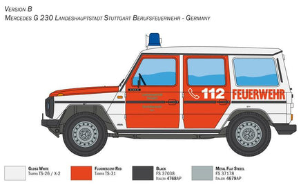 1/24 Italeri Mercedes Benz G230 Feuerwehr 3663 - MPM Hobbies