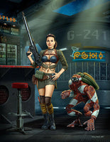 1/24 Master Box - Female Warrior Holding Machine Gun & Fighting Robot 24035 - MPM Hobbies