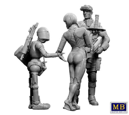 1/24 Master Box - Space Mercenary With Gun, Robot & Android Waitress 24031 - MPM Hobbies