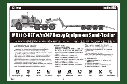 1/35 Hobby Boss M911 C-HET with m747 Heavy Equipment Semi-Trailer 85519 - MPM Hobbies