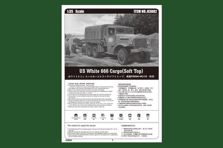 1/35 Hobby Boss White 666 Cargo (Soft Top) 83802 - MPM Hobbies