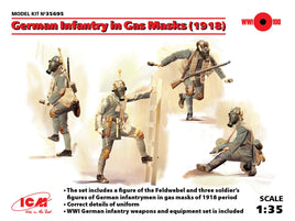 1/35 ICM German Infantry in Gas Masks (1918) 4 Figures 35695 - MPM Hobbies