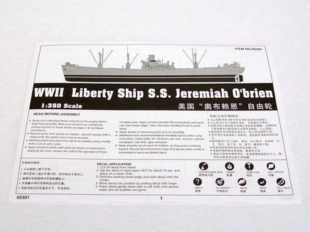 1/350 Trumpeter WW2 Liberty Ship S.S. Jeremiah O'Brien 05301 - MPM Hobbies