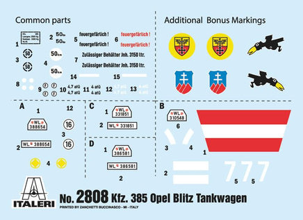 1/48 Italeri Opel Blitz Tankwagen Kfz.385 - 2808 - MPM Hobbies