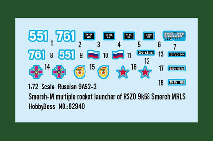 1/72 Hobby Boss Russian 9A52-2 Smerch-M multiple rocket launcher of RSZO 9k58 Smerch MRLS 82940 - MPM Hobbies