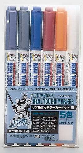 Mr. Hobby Set 1 (5 Colors Set + Blue Pen) Real Touch Marker  - GMS112