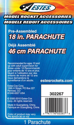 Estes Rockets 18-inch Printed Parachute - MPM Hobbies