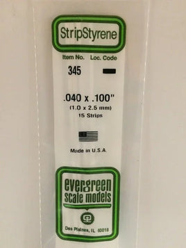 Evergreen .040" X .100" X 24" OPAQUE WHITE POLYSTYRENE STRIP
