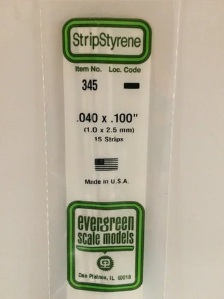 Evergreen .040" X .100" X 24" OPAQUE WHITE POLYSTYRENE STRIP - MPM Hobbies