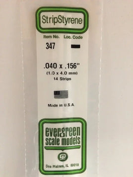 Evergreen .040" X .156" X 24" OPAQUE WHITE POLYSTYRENE STRIP