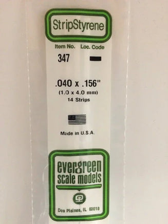 Evergreen .040" X .156" X 24" OPAQUE WHITE POLYSTYRENE STRIP - MPM Hobbies